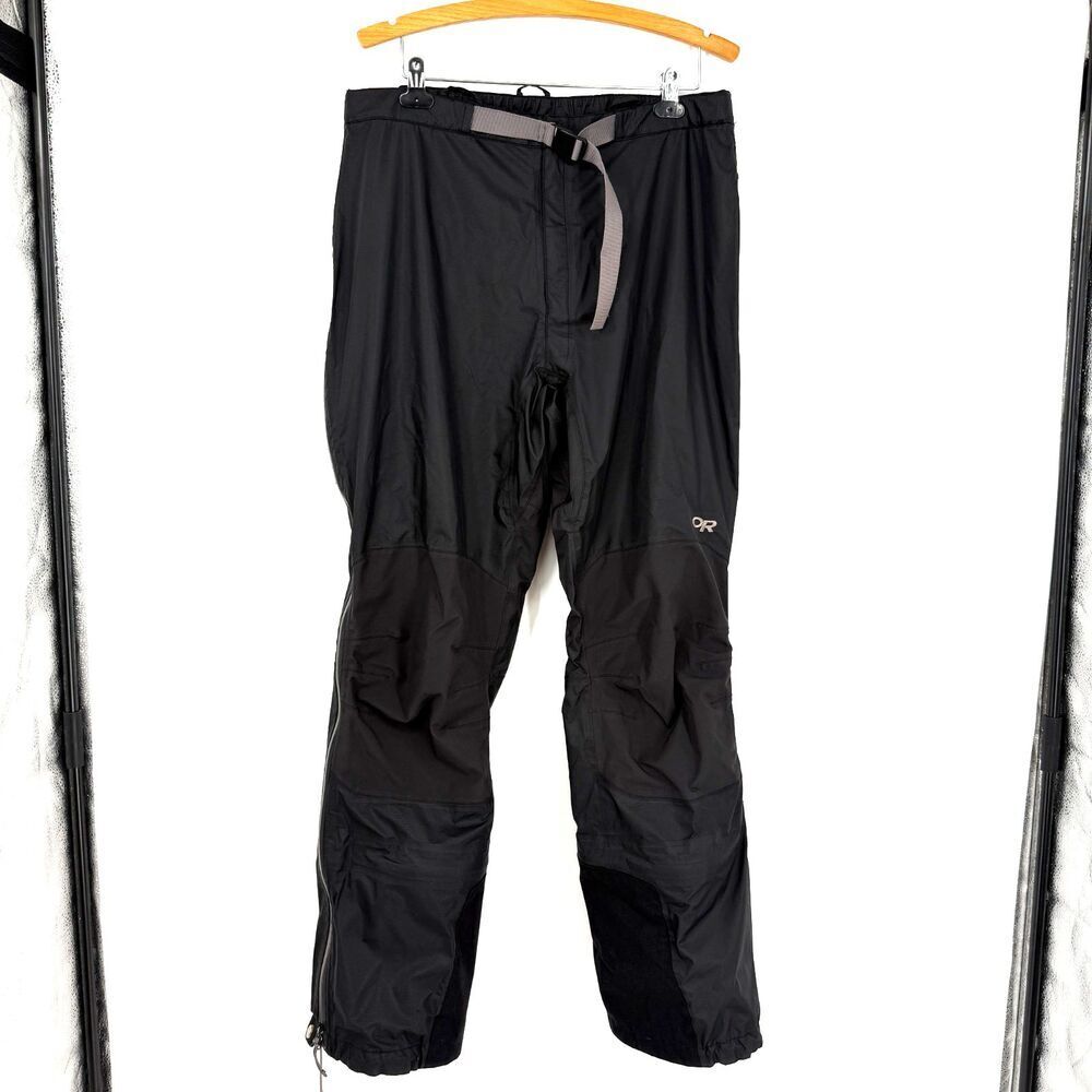 Outdoor Research Pants Waterproof Rain Shell Hiking Full Zip Black Mens Size XL